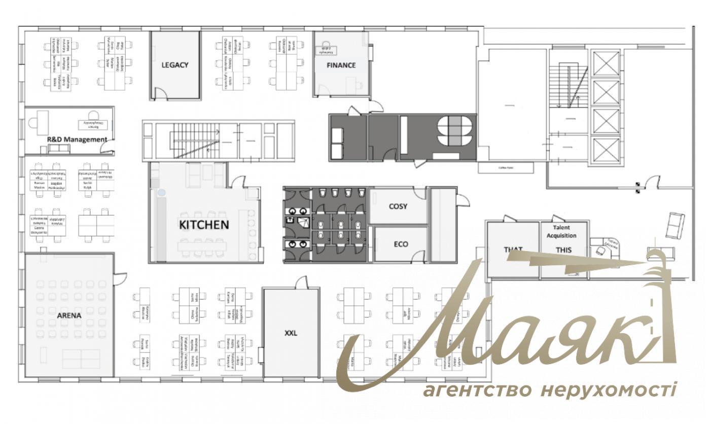Office for rent 1150m2, SP Hall Business Center, 28A Stepana Bandery St.