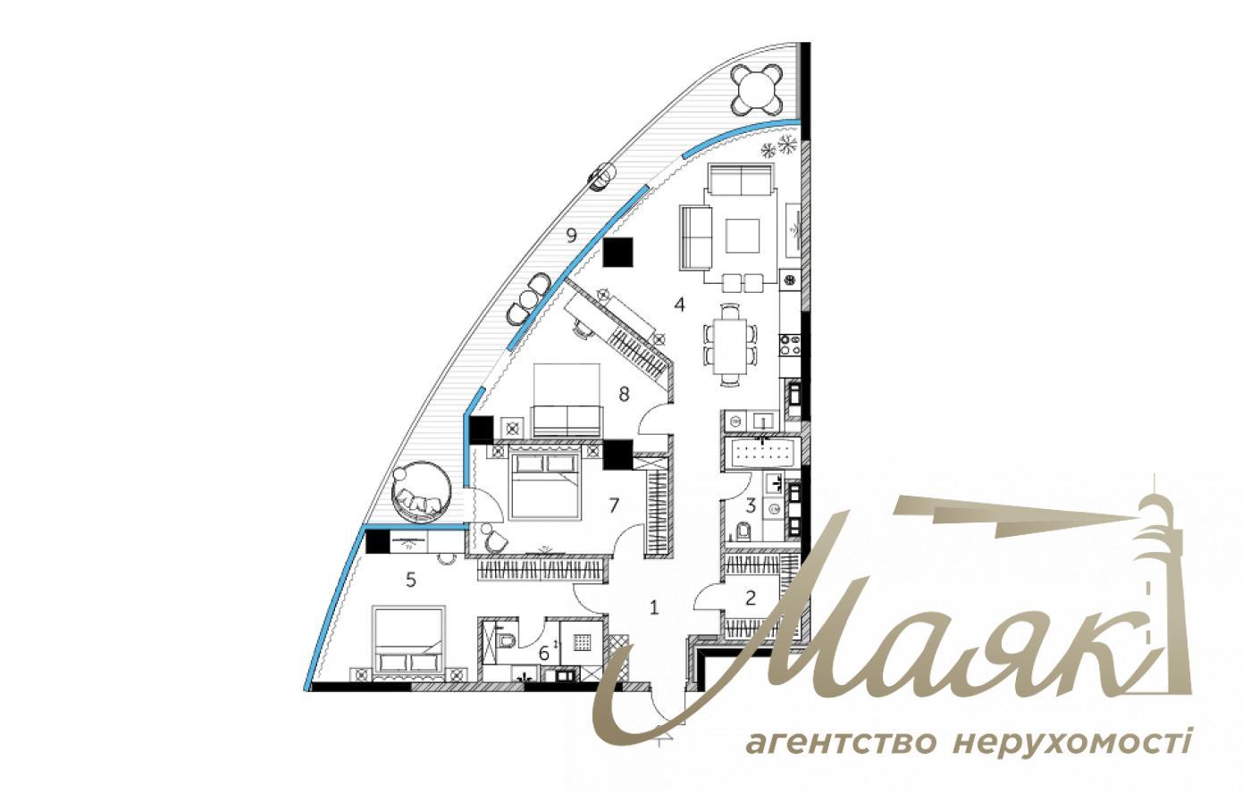Sale of 3k apartment in residential complex Tarian Tavers, st. Patrice Lumumba