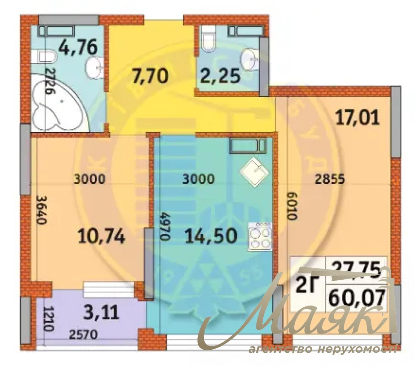 Продаж 2-кімнатної квартири з гарним видом площею 61 м² у ЖК «Урловський-1», вул. Причальна, Дарницький район, Київ
