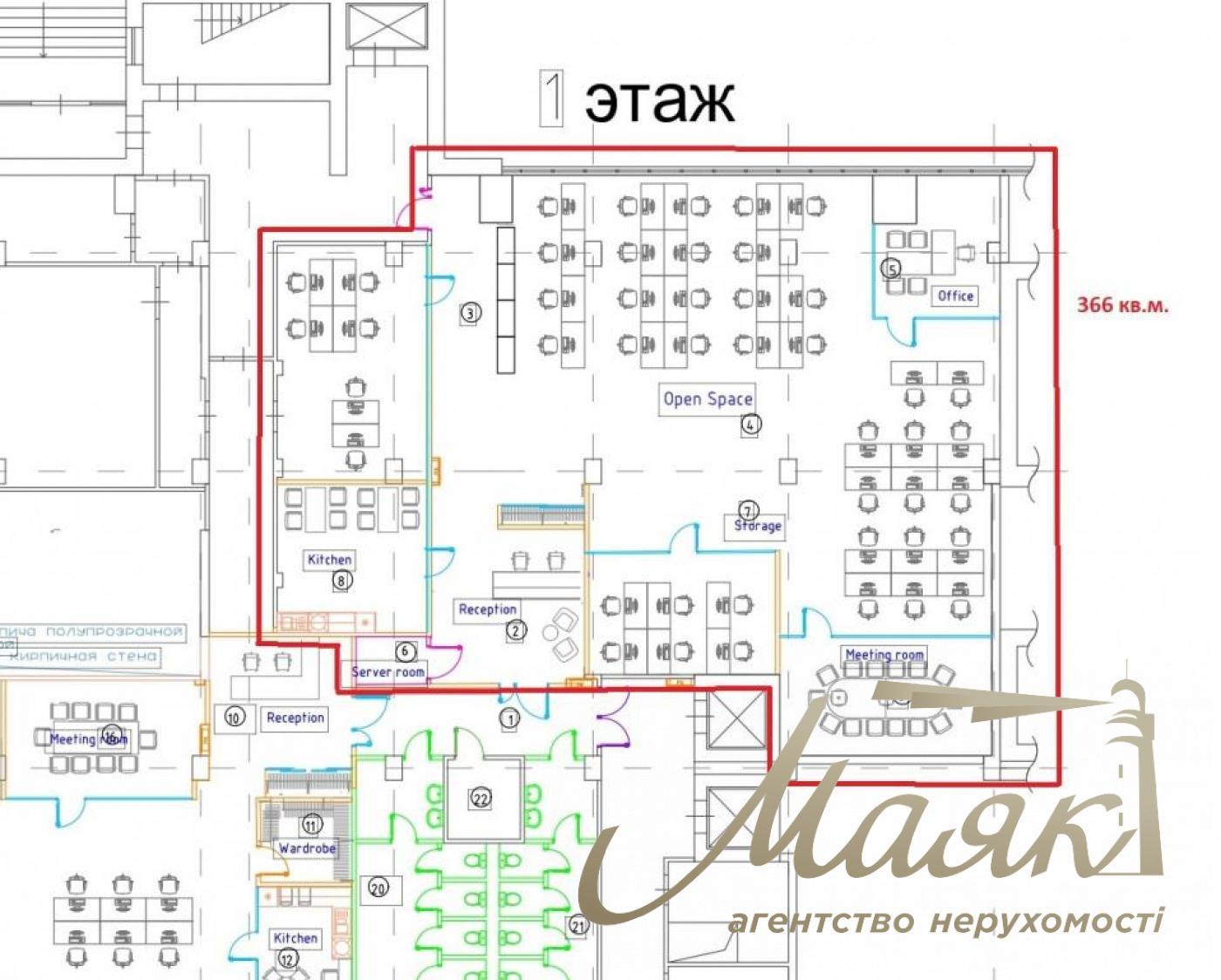 Оренда офісу 410 м2 в БЦ з ремонтом Олімпійська Центр