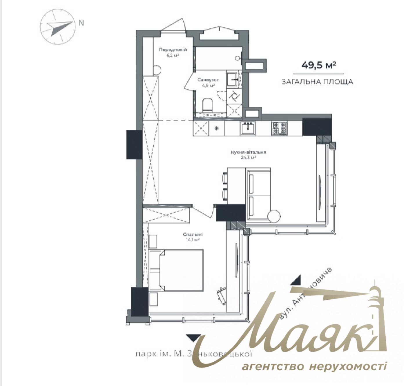 Продаж 2-кімнатної квартири в ЖК А136, вул. Антоновича