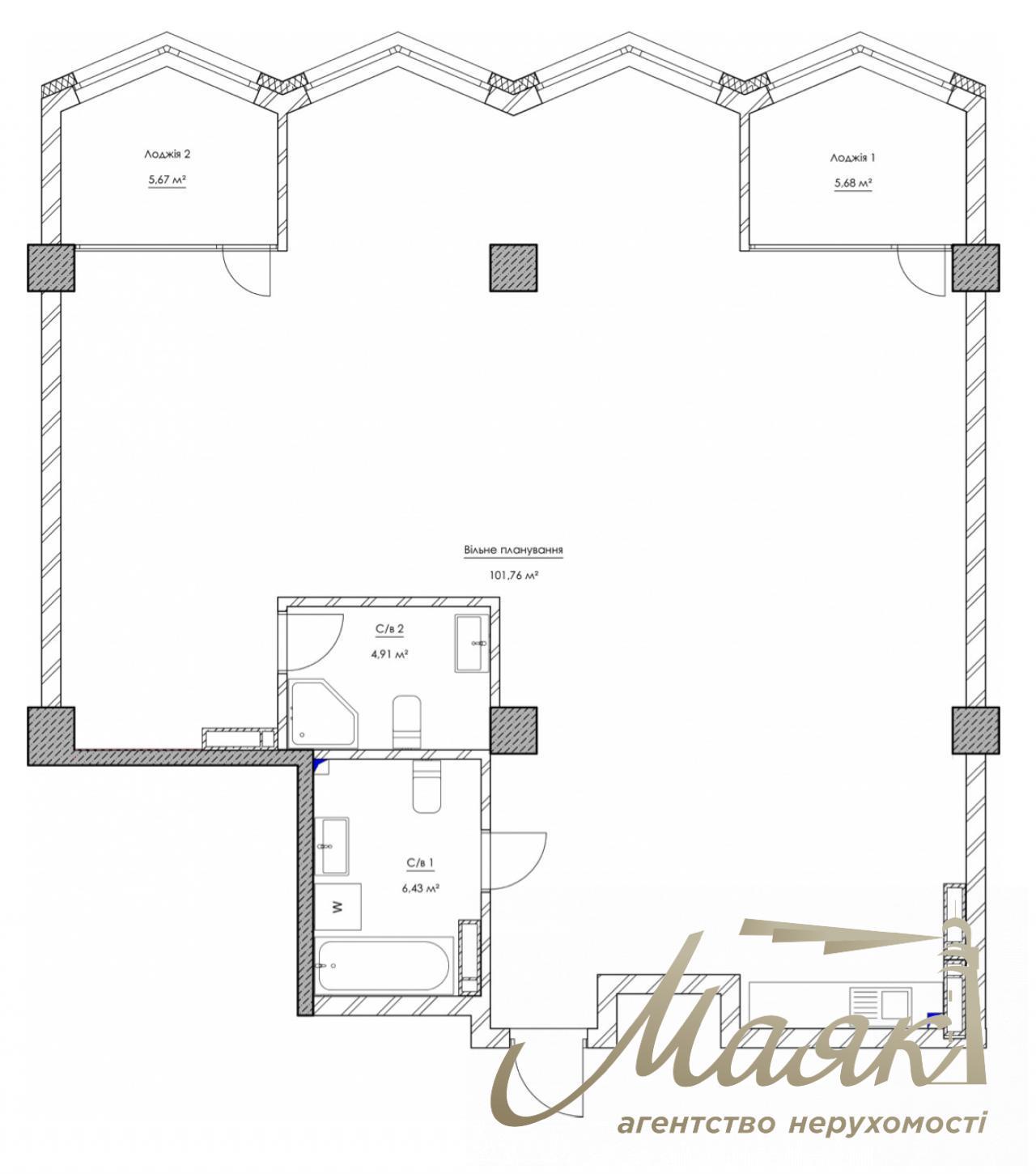 Apartment for sale in KYIVPROEKT City Space residential complex with free layout