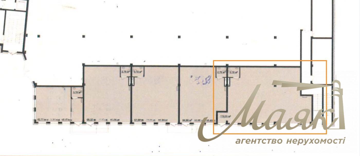 Оренда фасадного 110м2 приміщення ЖК Трініті вул. Тютюнника, 39/2