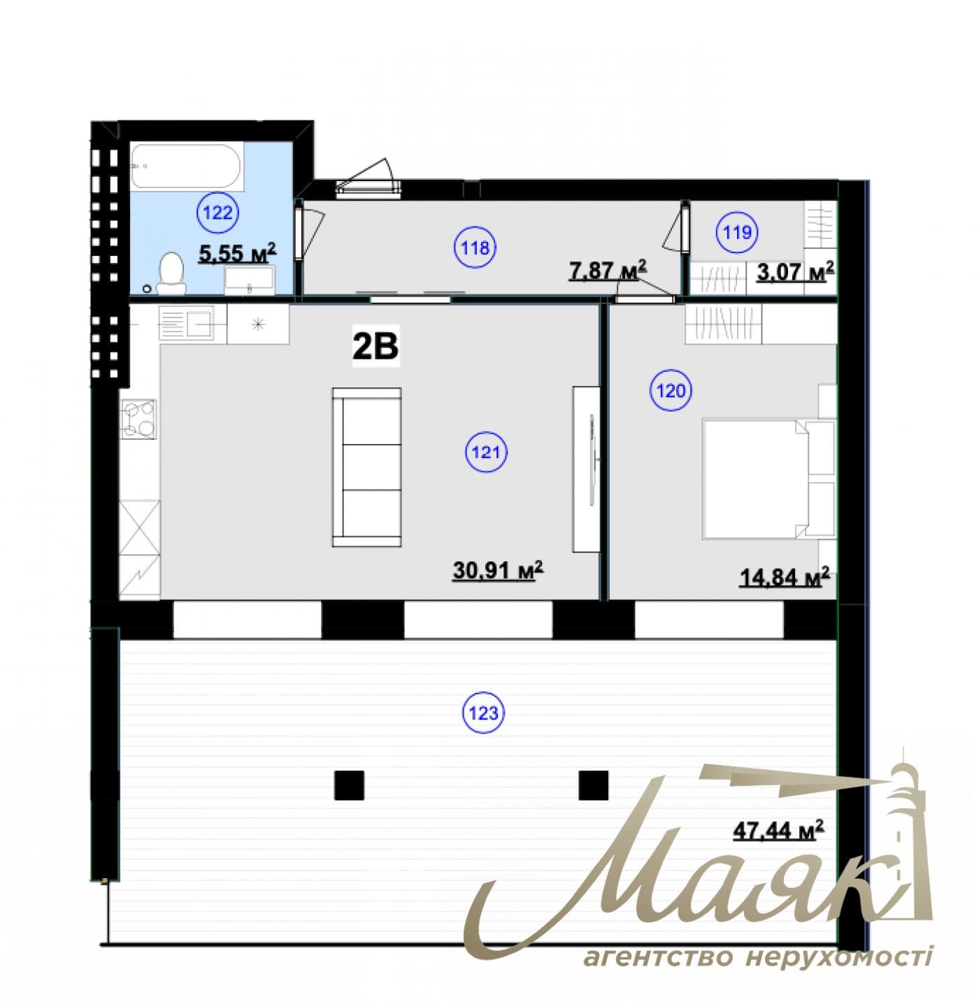 Продаж 2-х кімнатної квартири 109,68м2, Ходосівка, КМ XO RESIDENCE.