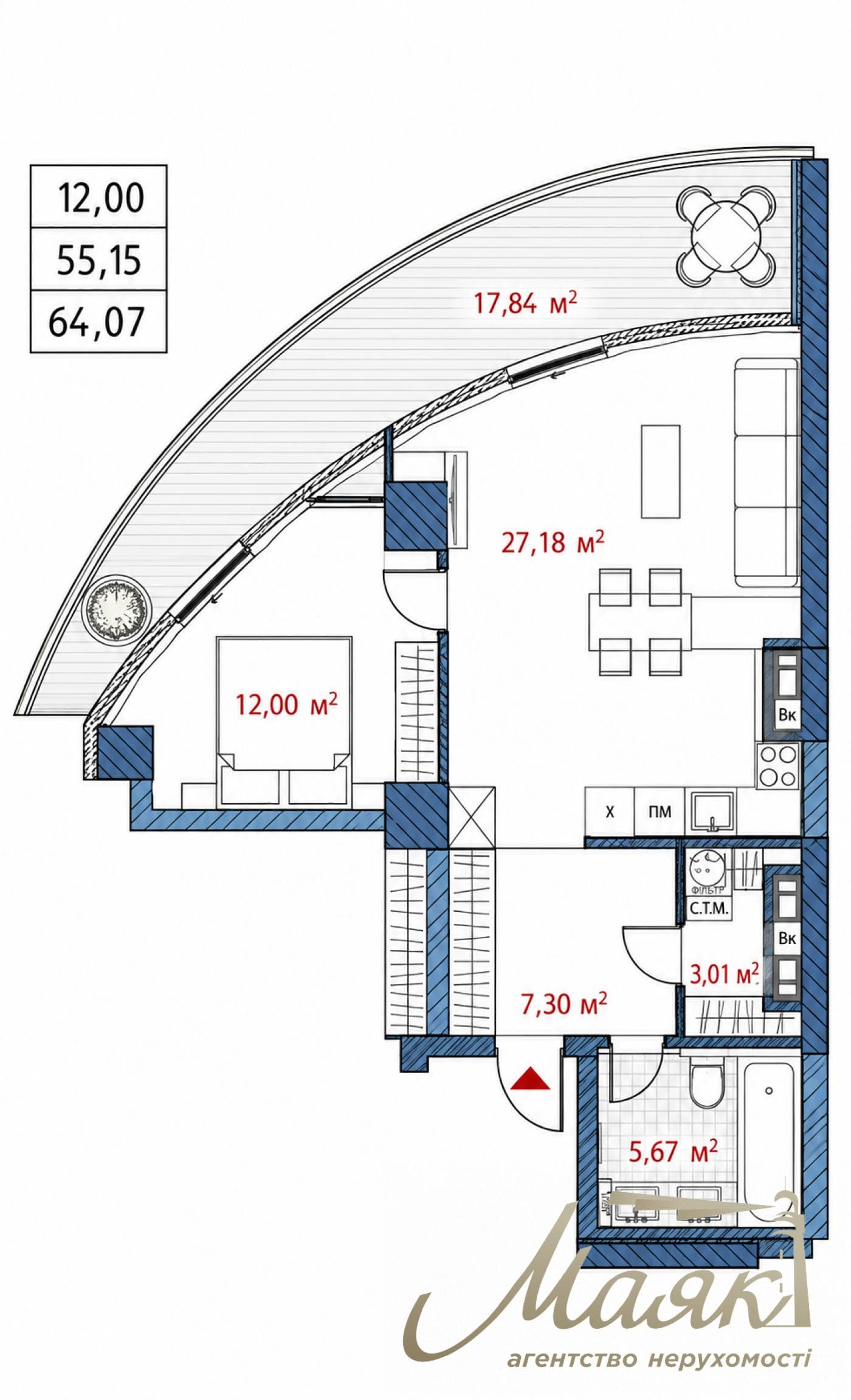 Продаж 2-кімнатної квартири з терасою у ЖК Taryan Towers, Печерськ, вул. Іоанна Павла II