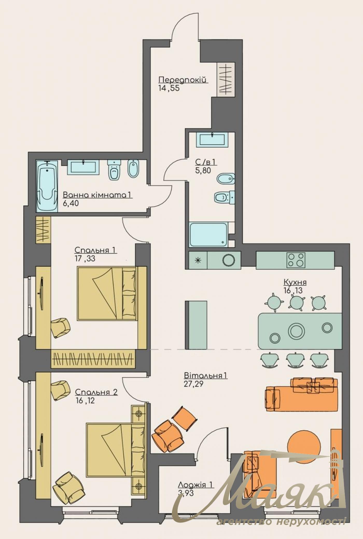 Sale of 3-room apartment (108m2) in Residential Concept House, Vladimirskaya St., 86a