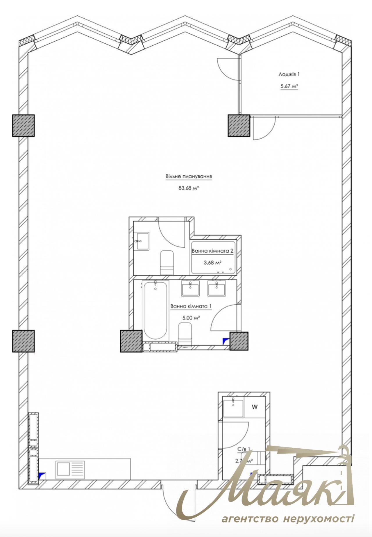Apartment for sale in KYIVPROEKT City Space residential complex with free layout