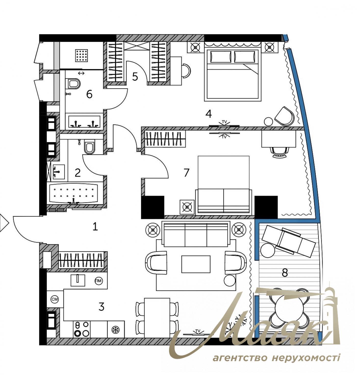 Продаж 3-кімнатної квартири 84м2 ЖК Taryan Towers