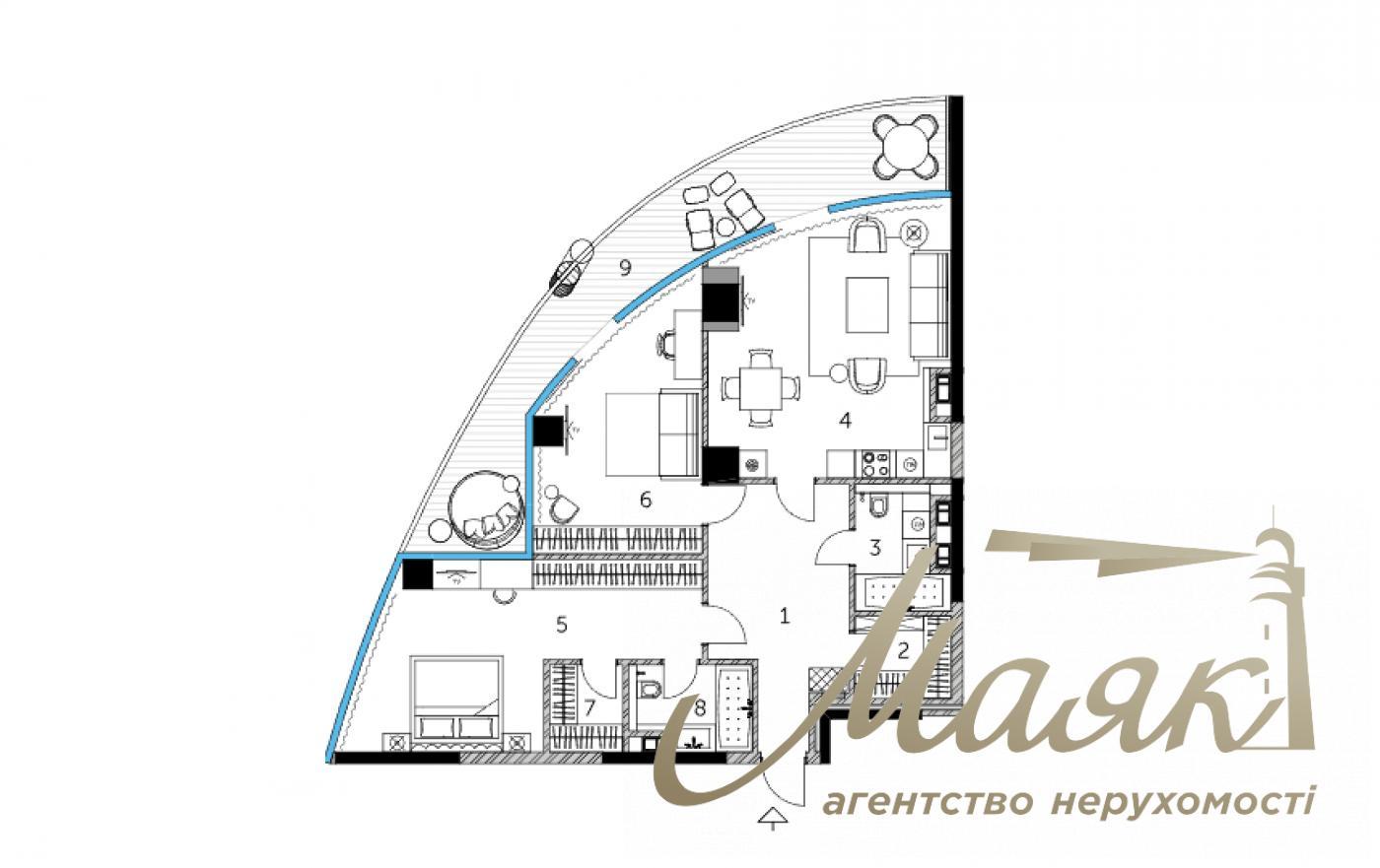 Продаж 2к 115.3 м2 квартири ЖК Таріан Таверс, вул. Патріса Лумумби