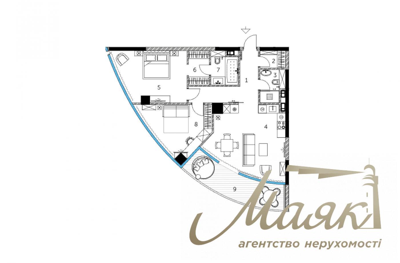 Продаж 2к 91,1 м2 квартири ЖК Таріан Таверс, вул. Патріса Лумумби