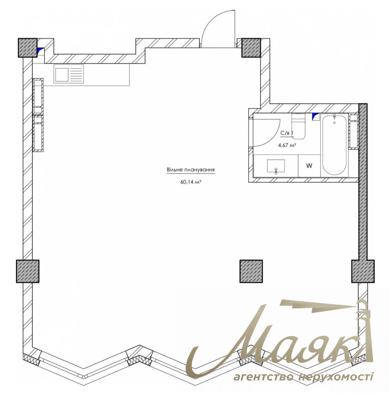 Apartment for sale in KYIVPROEKT City Space residential complex with free layout