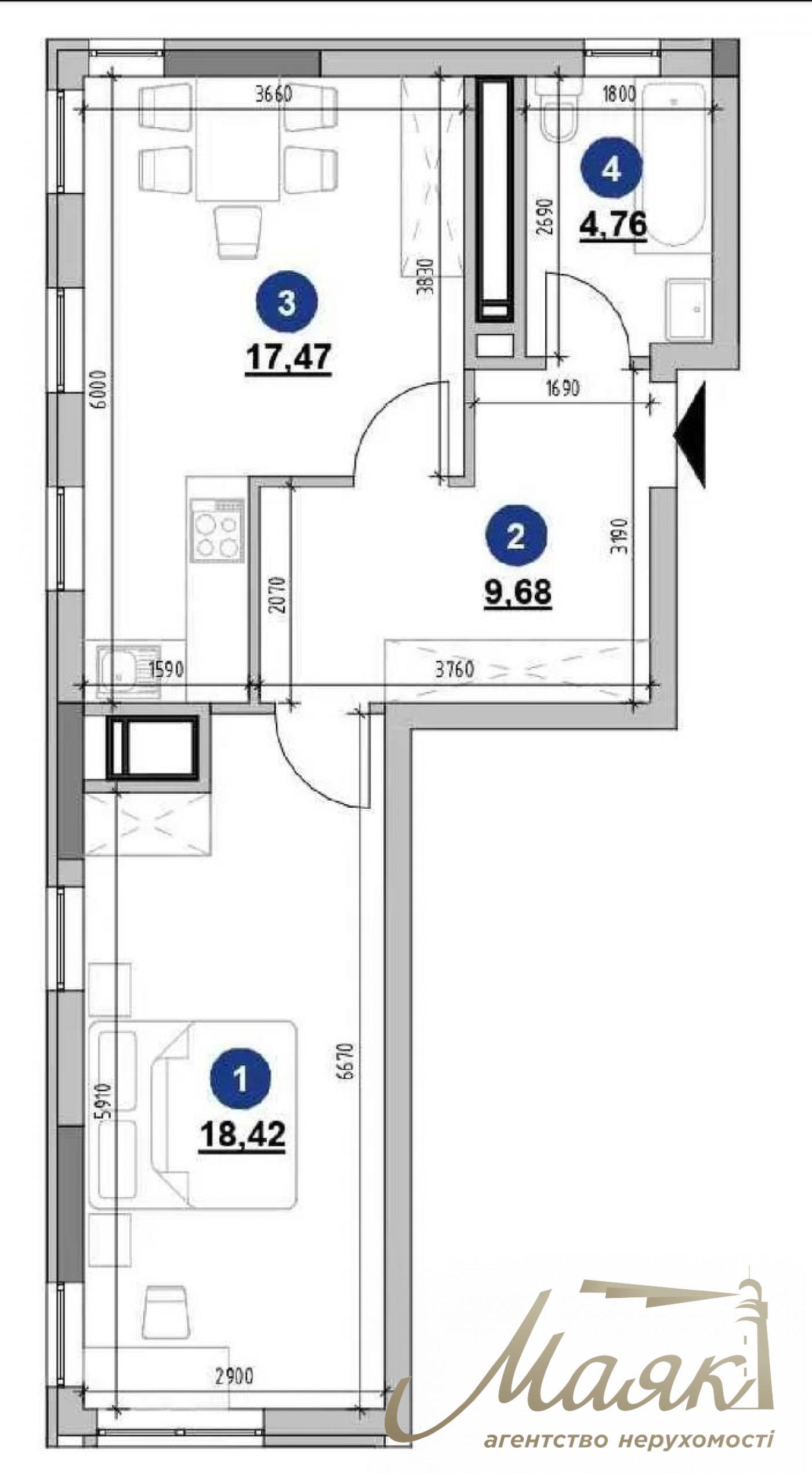 For sale 1k apartment 50.33m2 Residential Complex Nordica, 1 building