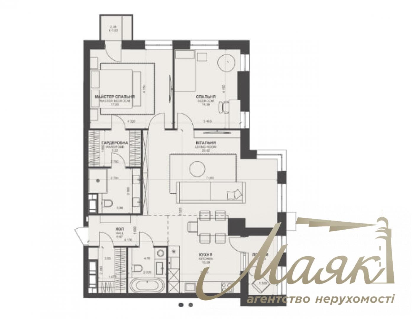 Продажа 3-к квартиры в ЖК TRIIINITY, Печерск, Центр