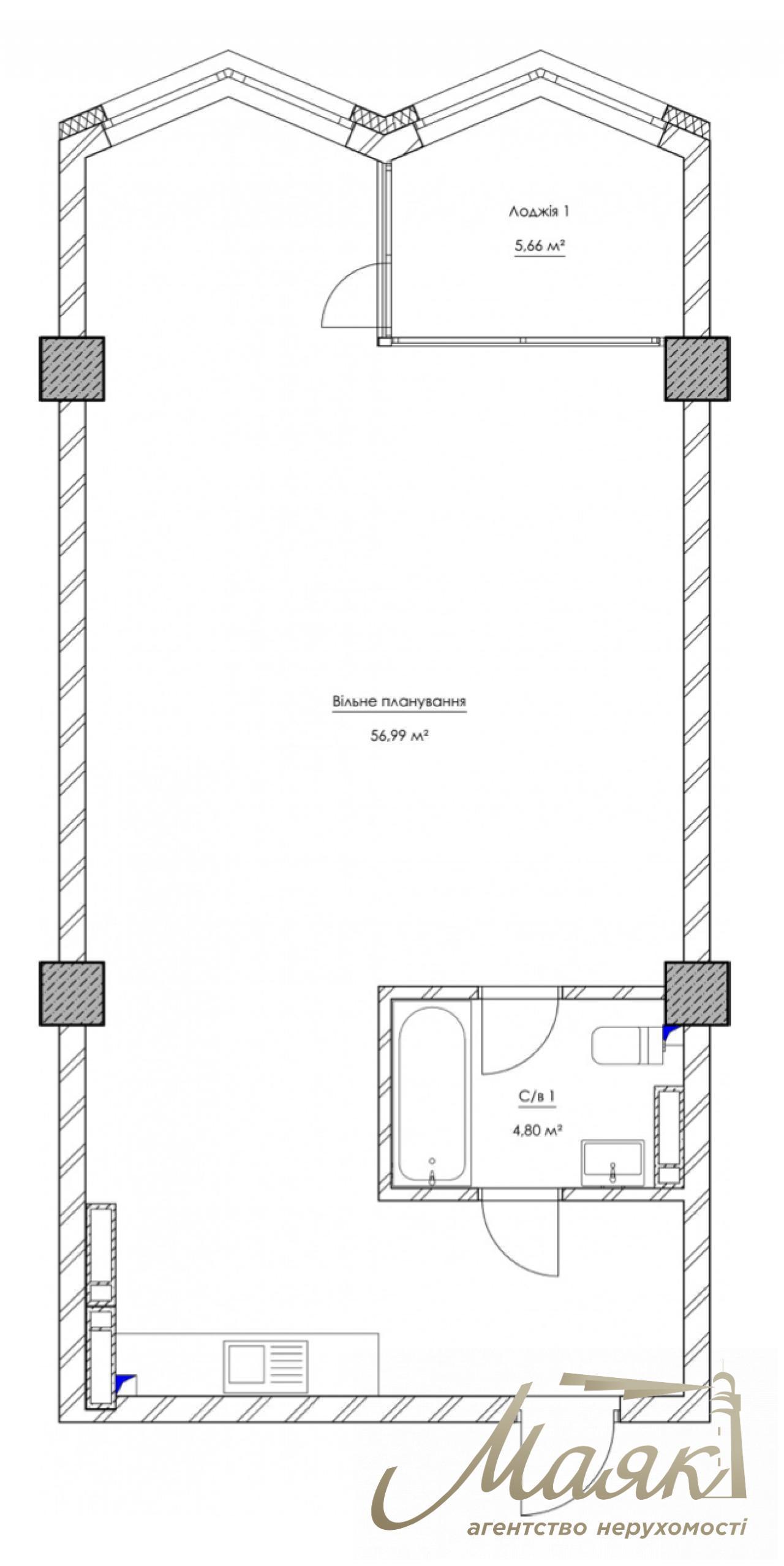 Apartment for sale in KYIVPROEKT City Space residential complex with free layout