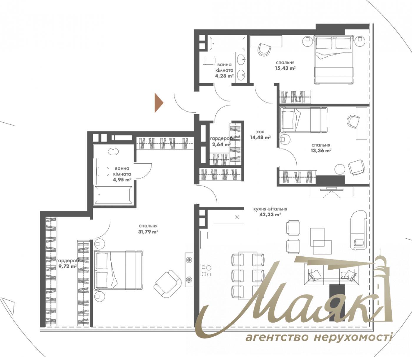 For sale 3-bedroom apartment LCD The one, Mechnikova str.