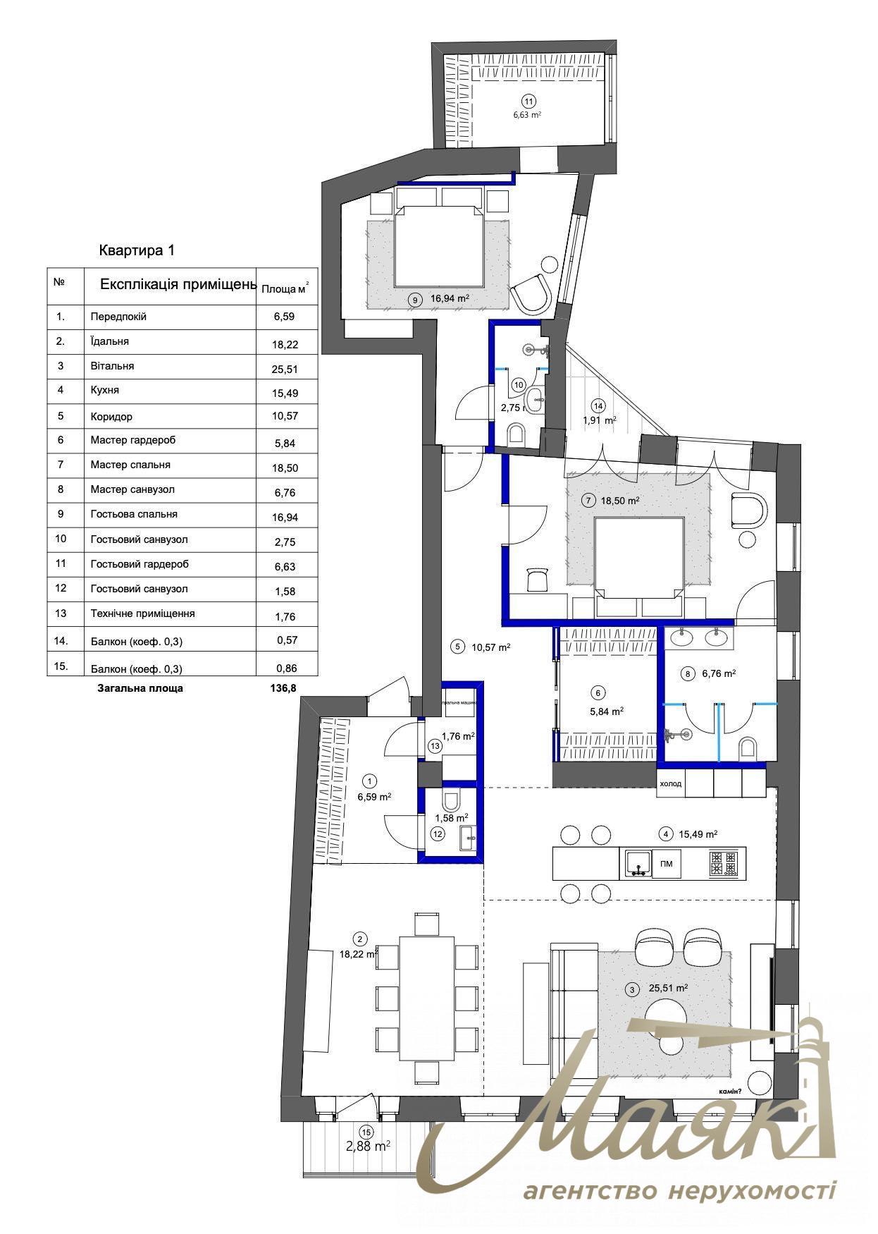 For sale 3-bedroom apartment, 137 m², Antonovicha str. 3A, the center of Kiev