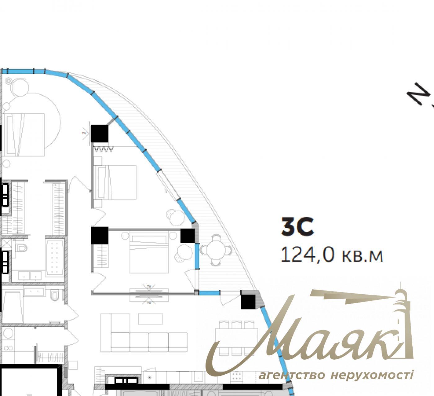 Продаж 3к 123.5 м2 квартири ЖК Таріан Таверс, вул. Патріса Лумумби