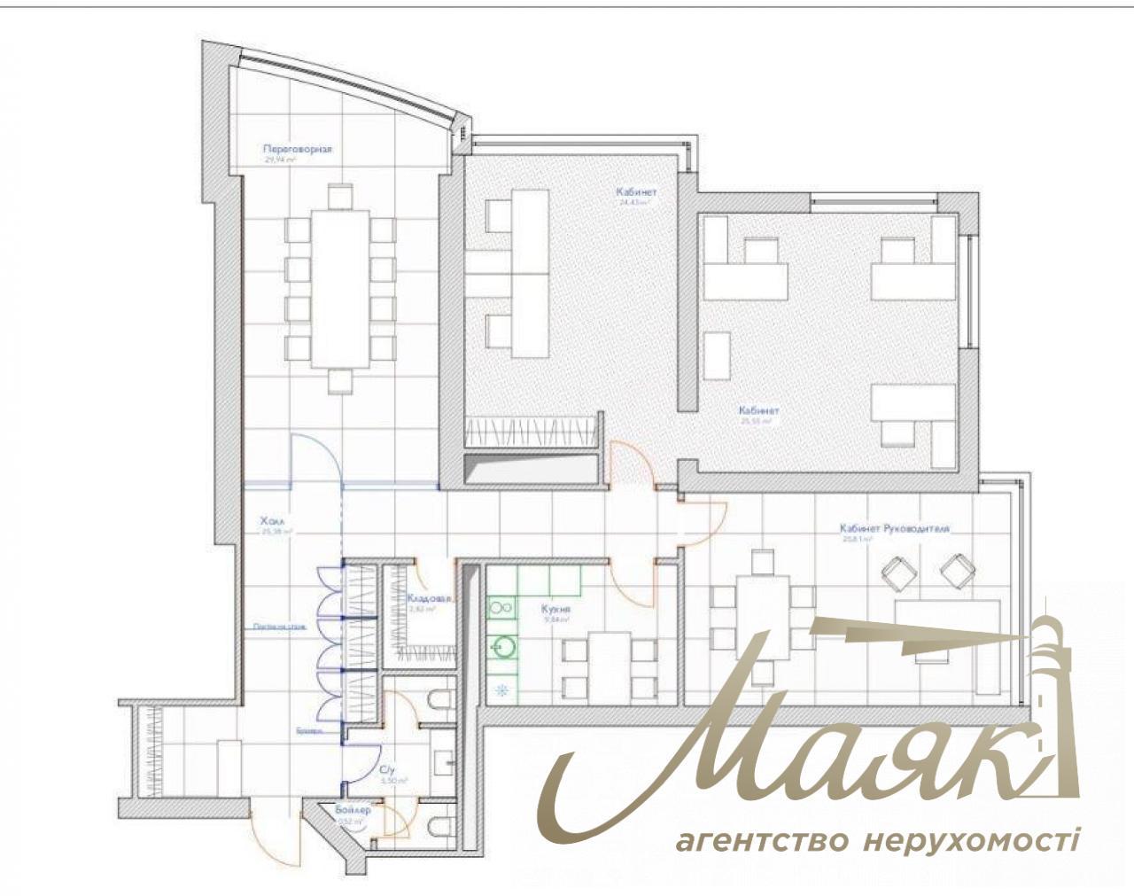 For sale office with view in BC Carnegie Tower Pechersk 160 m2