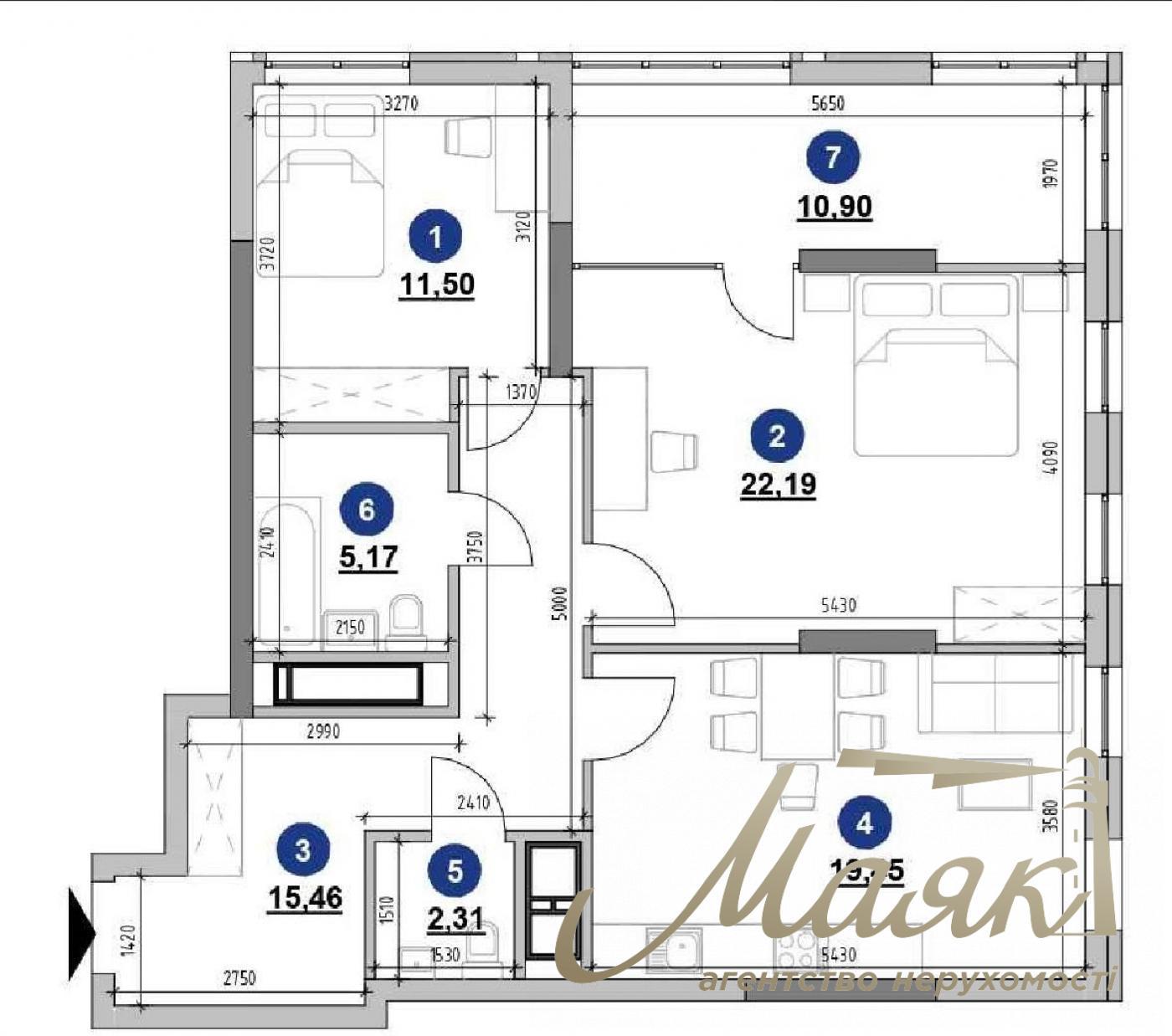 Продажа 3к квартиры 86.98м2 ЖК Nordica, 1 дом
