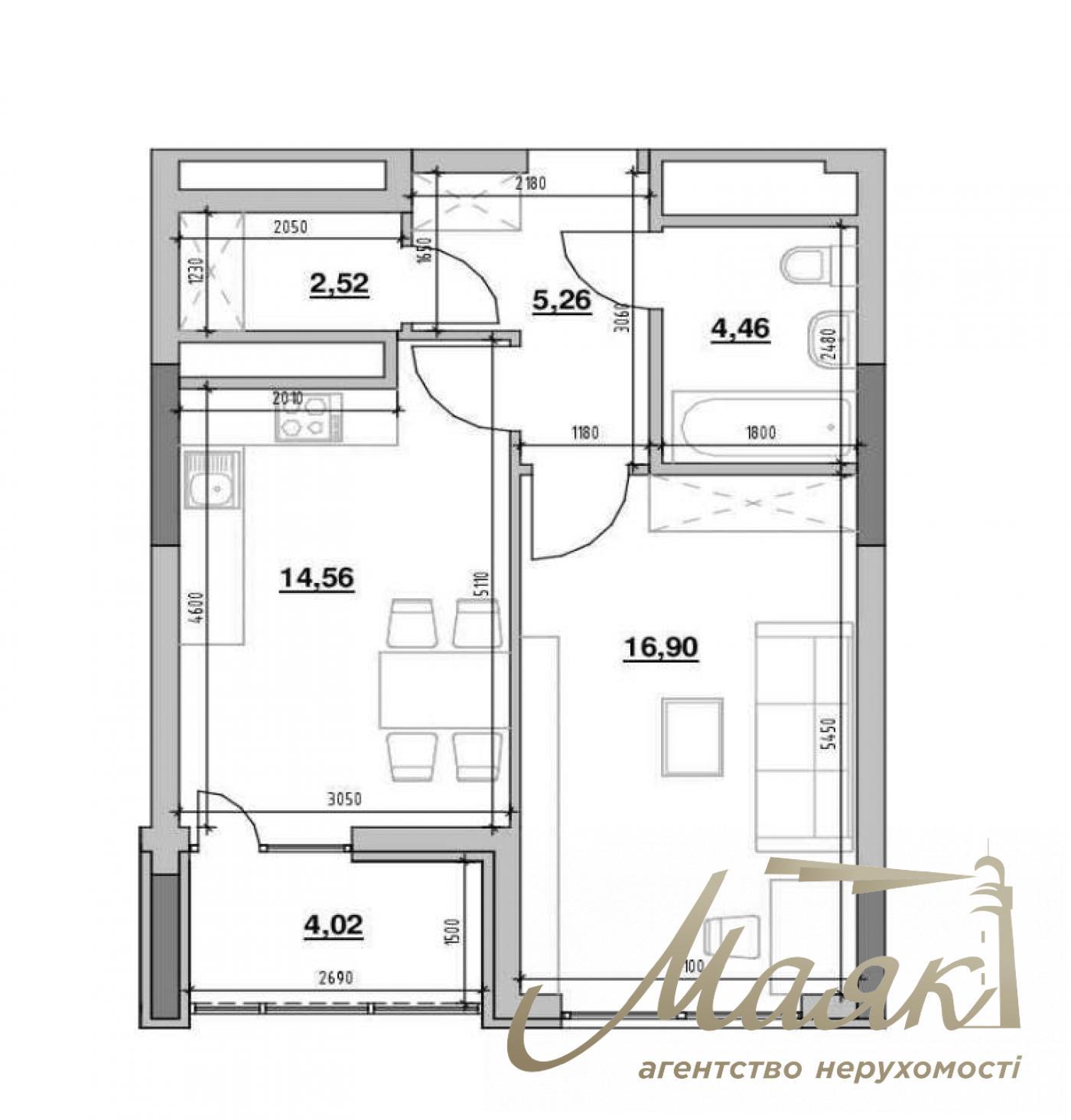 Продаж ЖК Нордика 47.72м2, 2 секція, 2 будинок