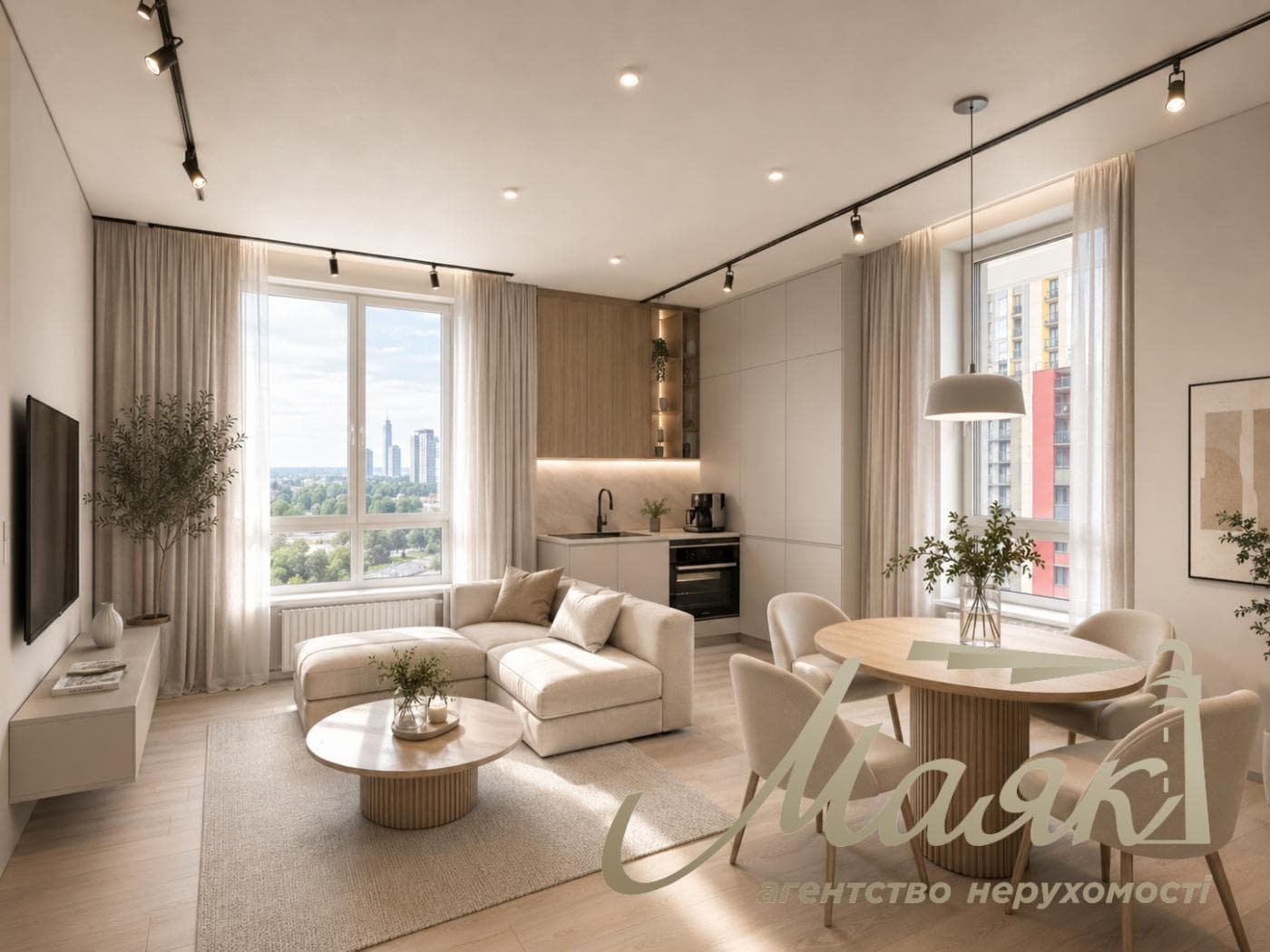 35.4 m² apartment with a view for sale in the Svitlo Park residential complex; the building is completed; courtyard view; Vydubychi Metro Station; Holosiivskyi District