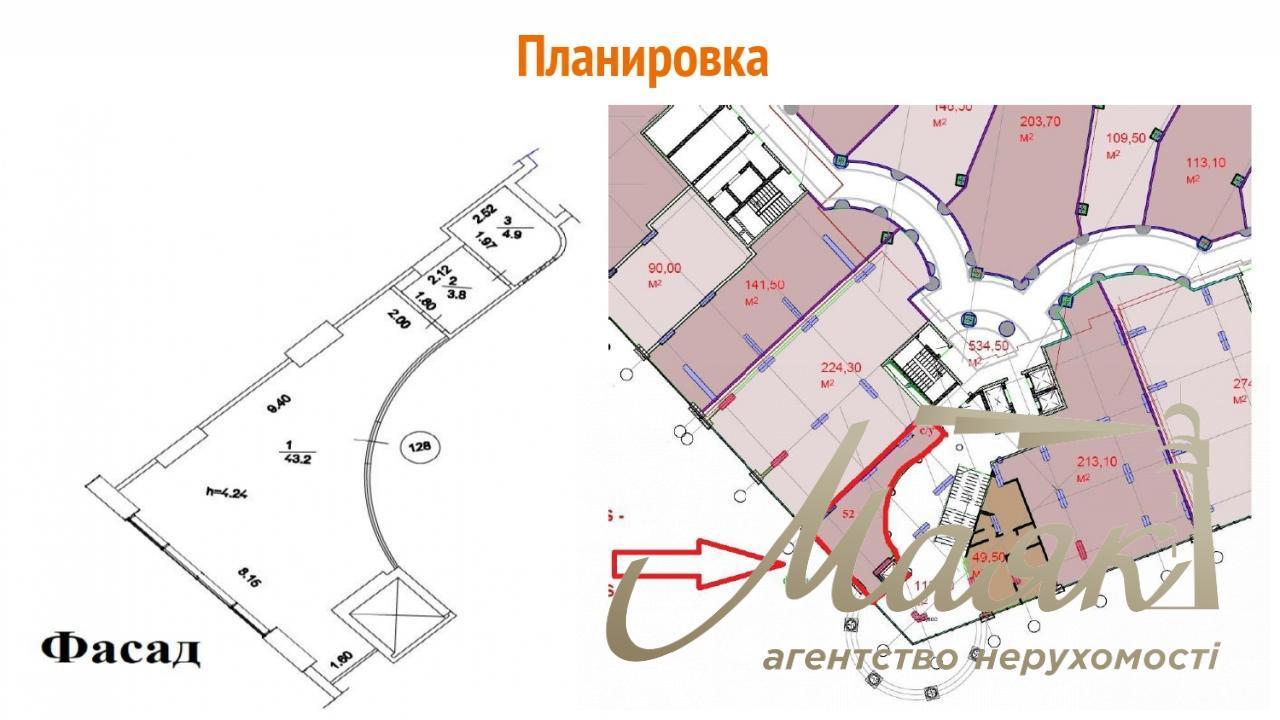 Rent / Retail space, 52 sq.m. / Glubochitskaya street, Podil Plaza & Residence residential complex