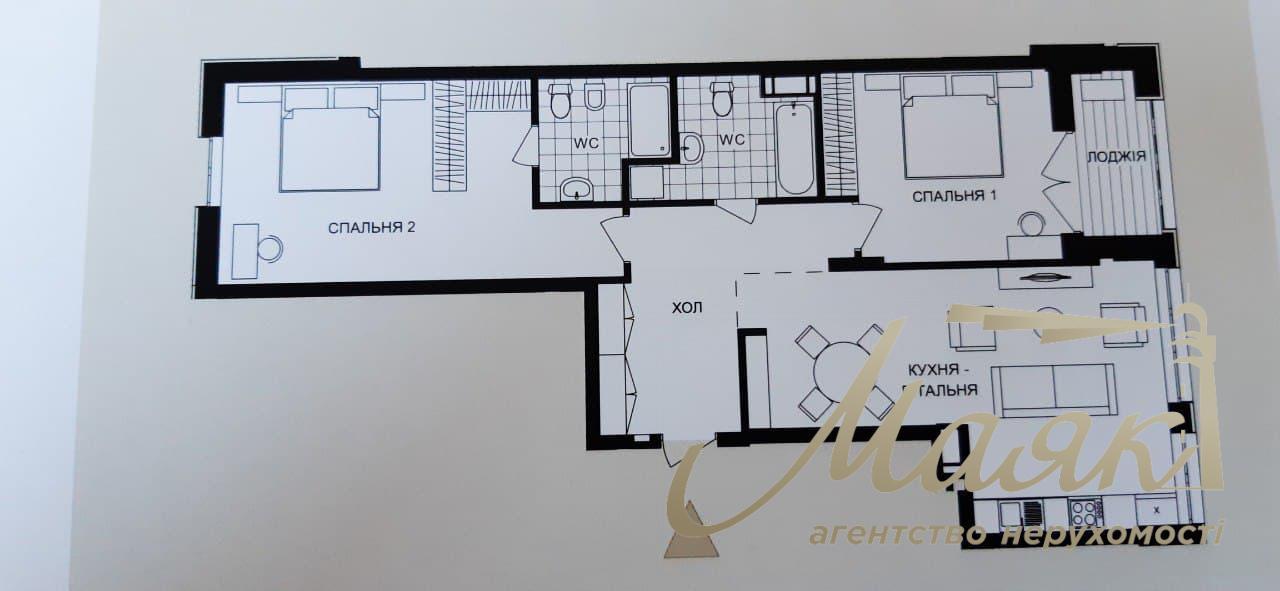 Продаж 2-х кімн. квартири, 91 м2, ЖК Crystal Park Tower