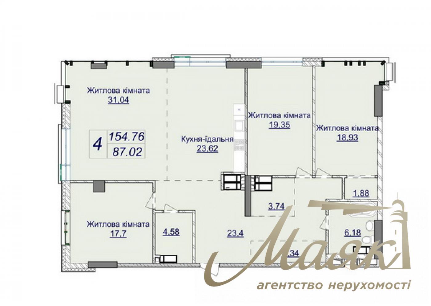 Продаж 4-х кімнатної квартири, 155 м2 в ЖК Новопечерські Липки Драгомирова