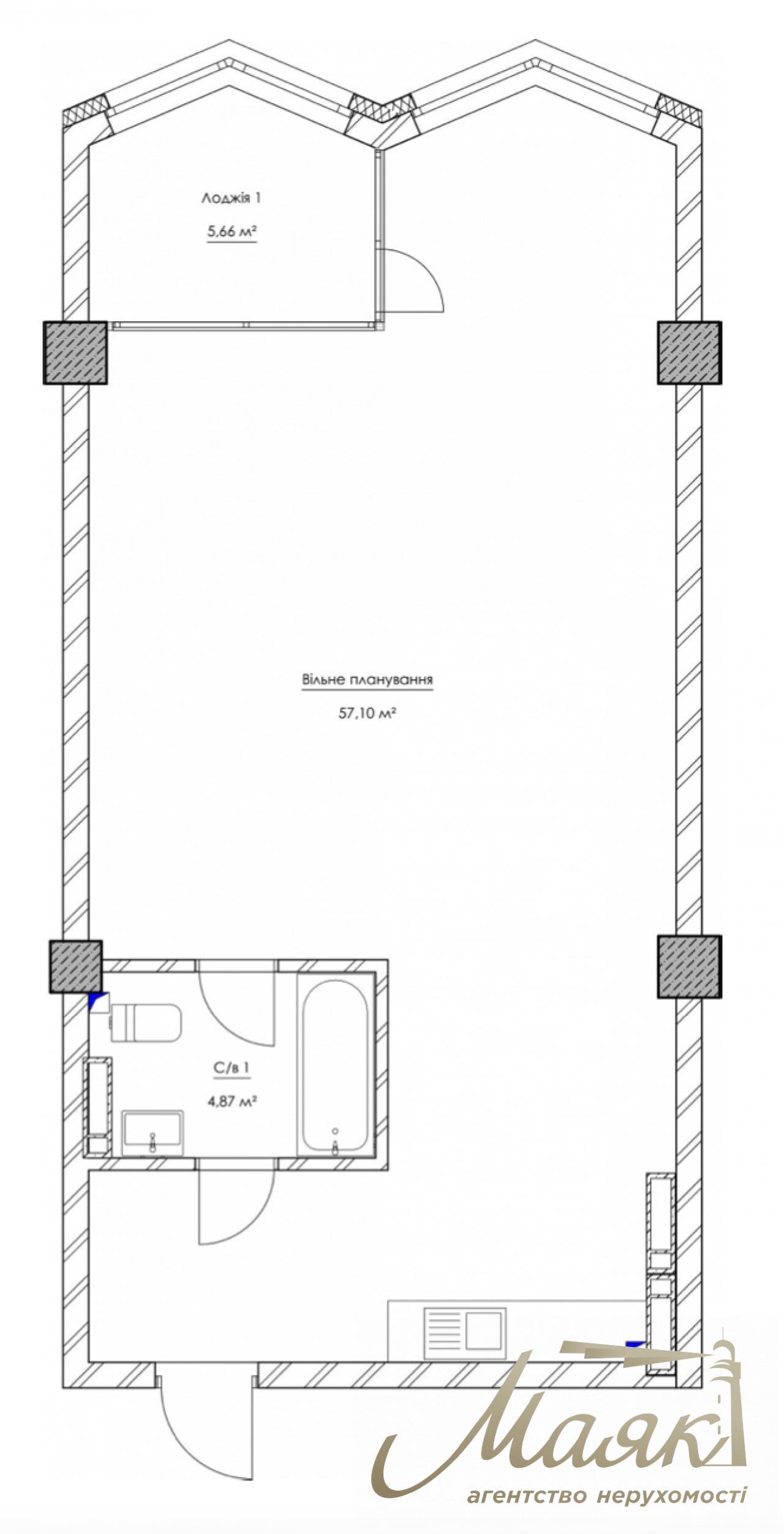 Apartment for sale in KYIVPROEKT City Space residential complex with free layout