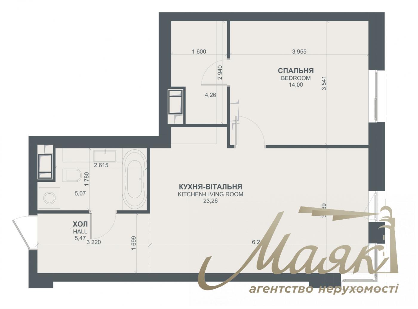 Продаж 1-кімнатної квартири, 53 м2, ЖК Трініті, вул. Тютюнника