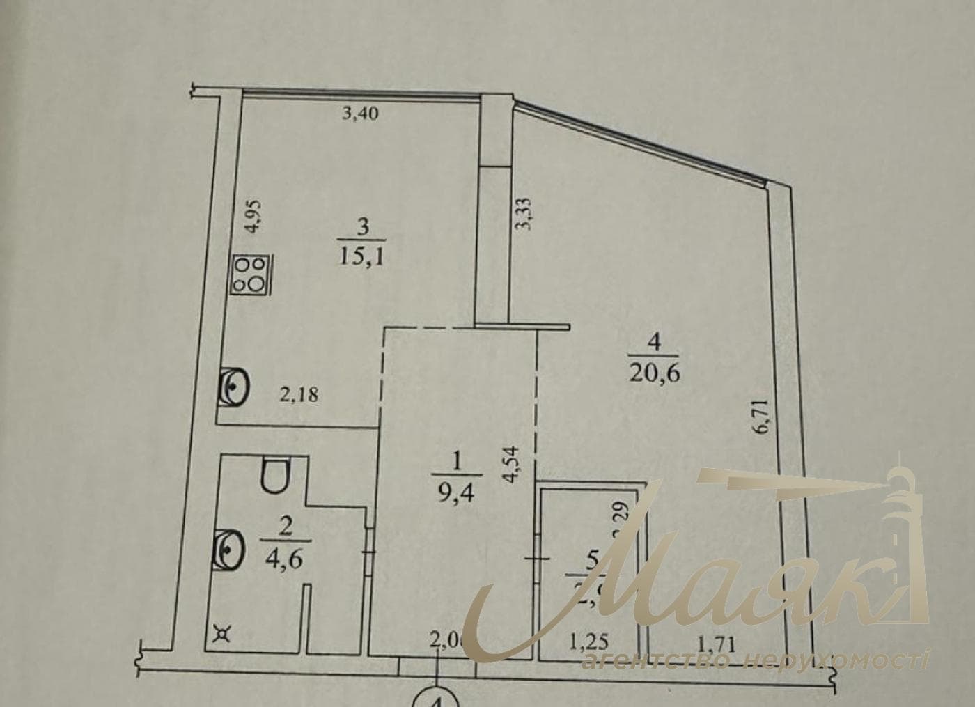 Аренда 1-комнатной квартиры (60м2) в ЖК "Лыбедь" по ул. Малевича 89