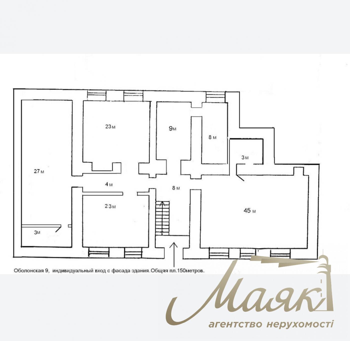 Оренда фасадного приміщення 150 м2 на Подолі, Оболенська 9