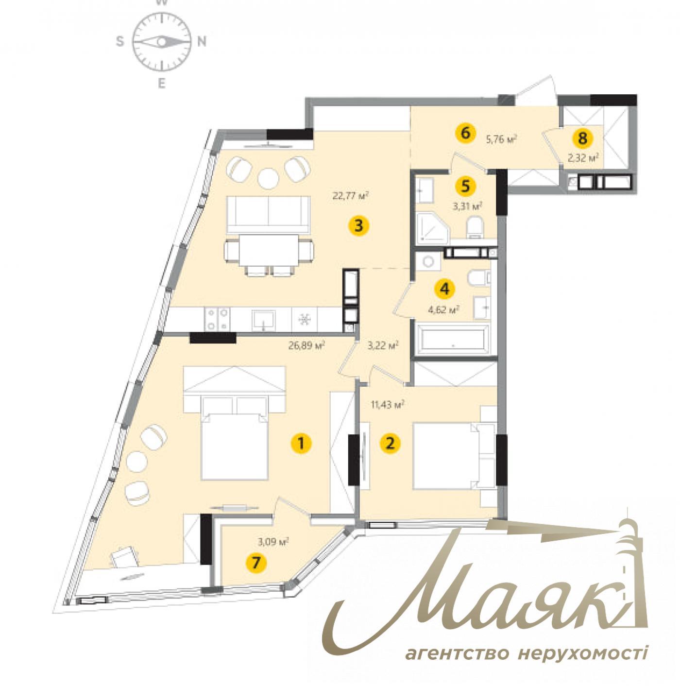 For sale 3-bedroom apartment in LCD LUCKY LAND, Svyatoshinsky district, Berkovets