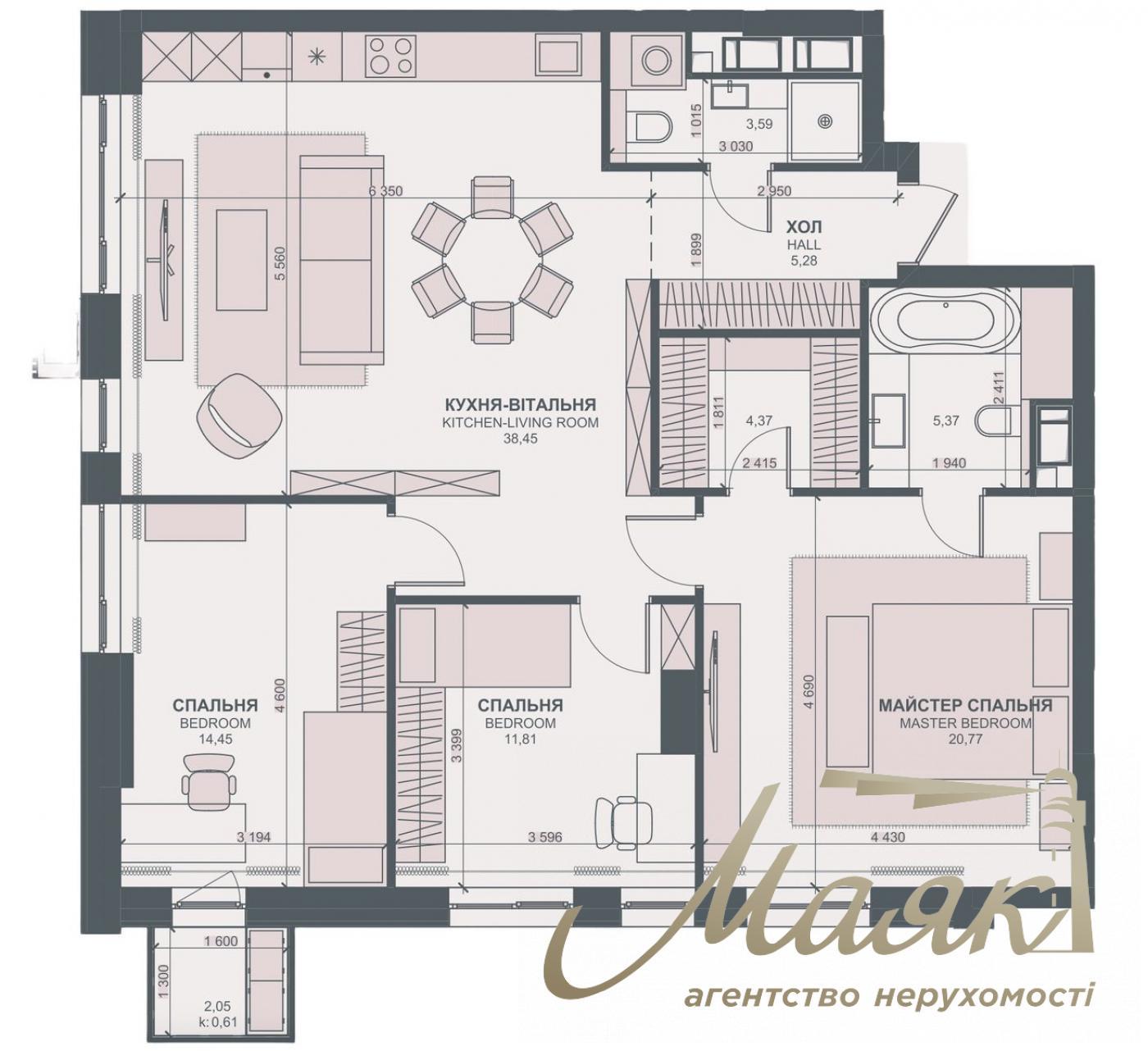 Sale of apartment in Trinity residential complex, Tyutyunnika st., 39