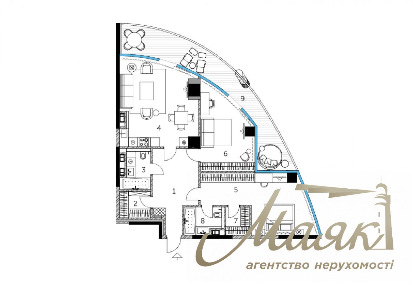 Продаж 2к 114.3 м2 квартири ЖК Таріан Таверс, вул. Патріса Лумумби