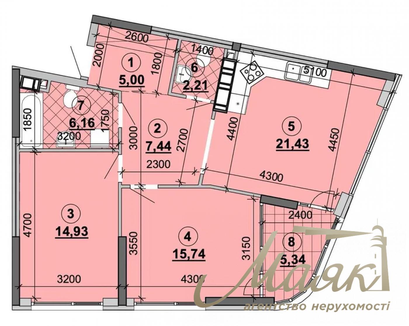 Продаж 2к квартири ЖК Грейт, Дніпровська набережна