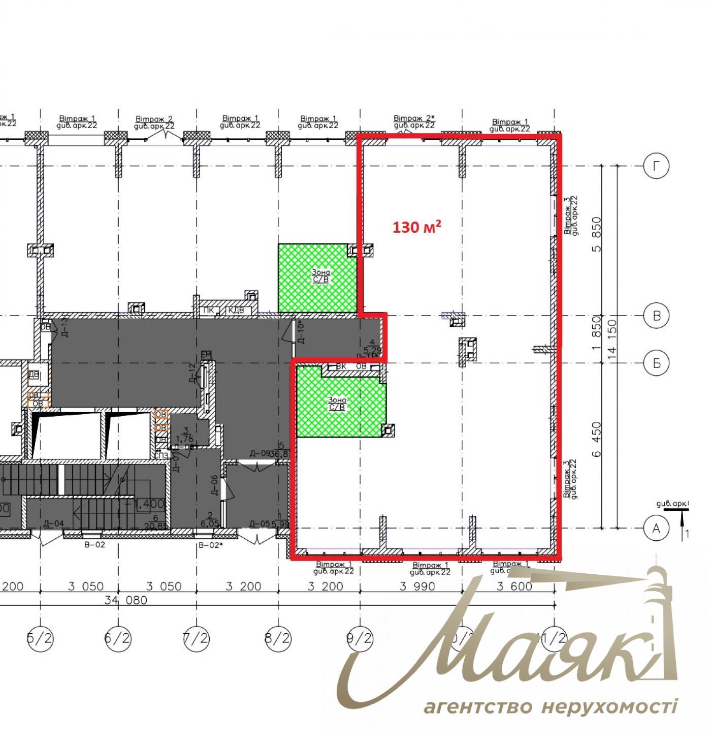 Аренда фасадного помещения 130 м² в ЖК "Сучасний квартал", Отрадный, Соломенский р-н.