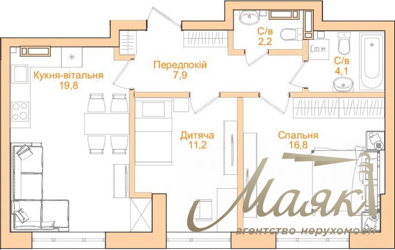 Продаж 2 до квартири ЖК Новопечерський квартал 5, 62м2, Печерськ,