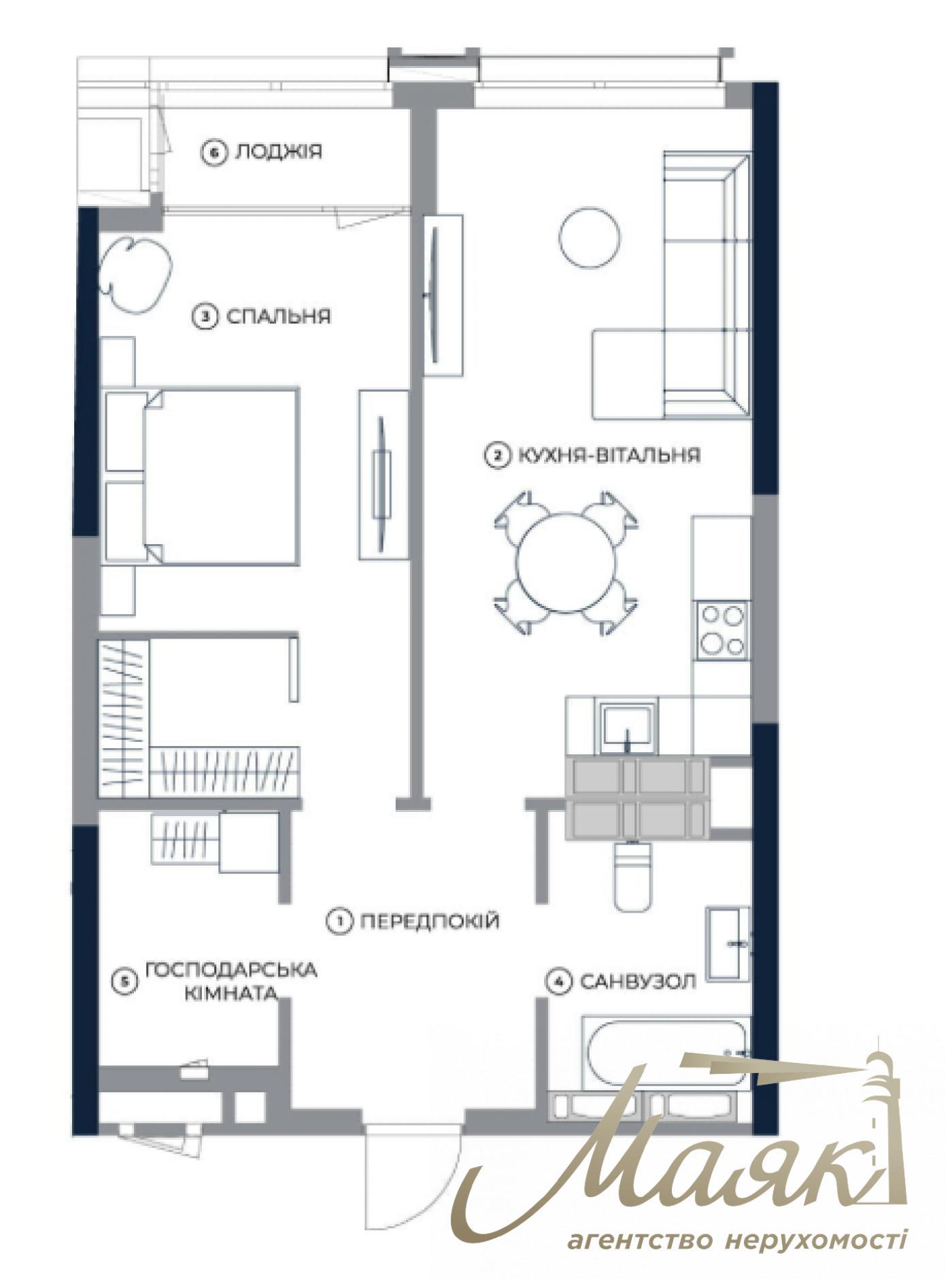 Продаж 1-кімнатної квартири, 54 м2, ЖК А136, вул. Антоновича