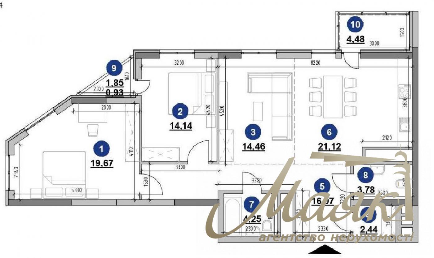 Продажа 3к квартиры 101.34м2 ЖК Nordica, 1 дом