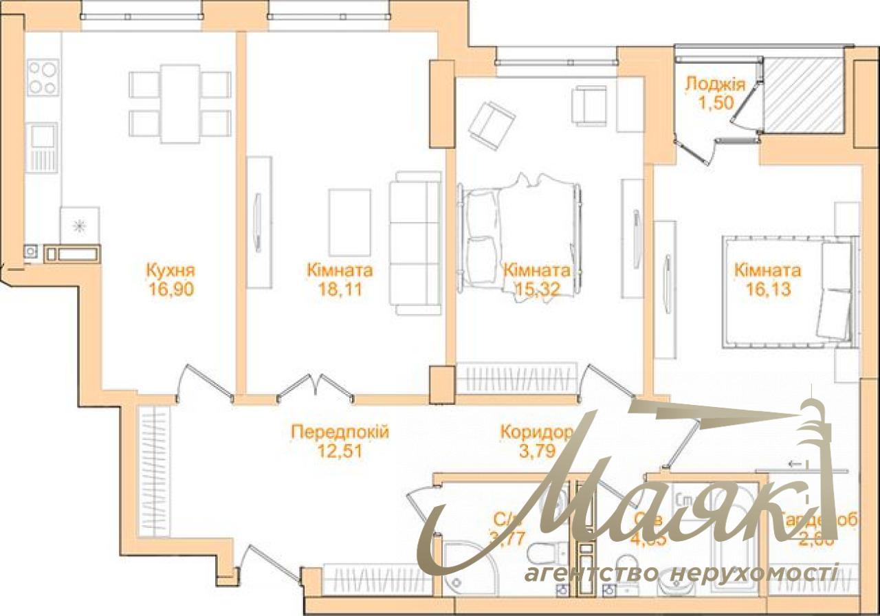 Продаж 3 до квартири в ЖК Новопечерський квартал 5, 96м2, Печерськ