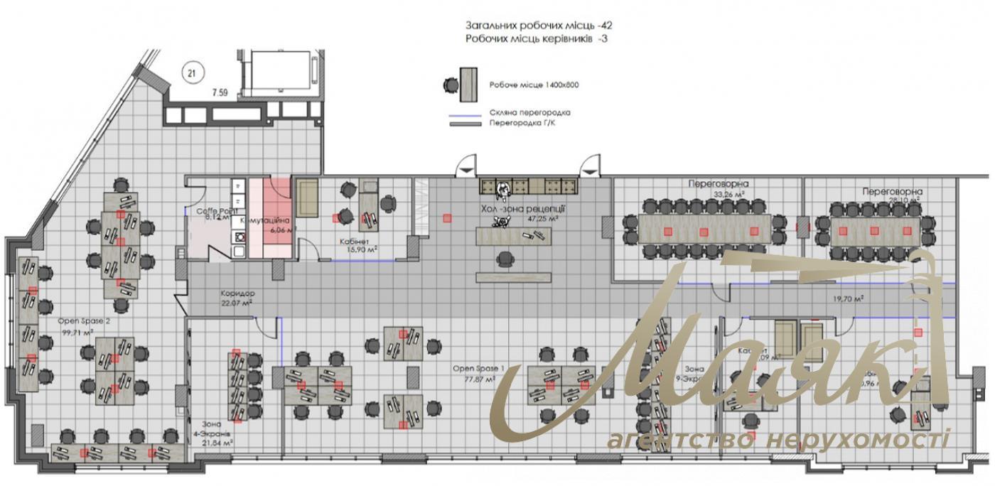 Office for rent with view 540m2 in the center, Senator Business Center