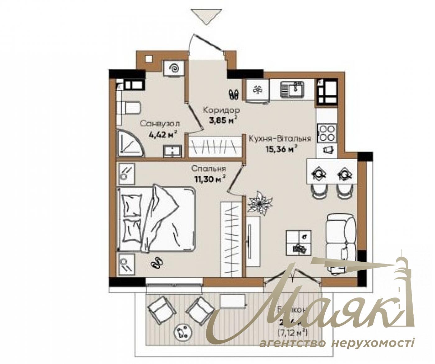 Продаж Квартира 38,19 м² ЖК OLEGIV Podil, Поділ, Київ