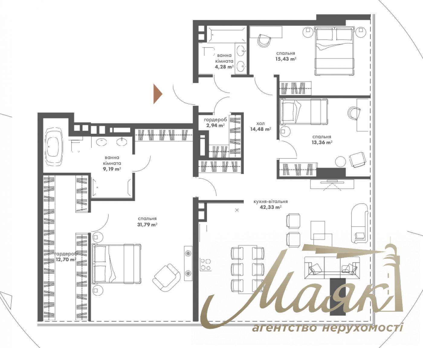 For sale 3-bedroom apartment LCD The one, Mechnikova str.