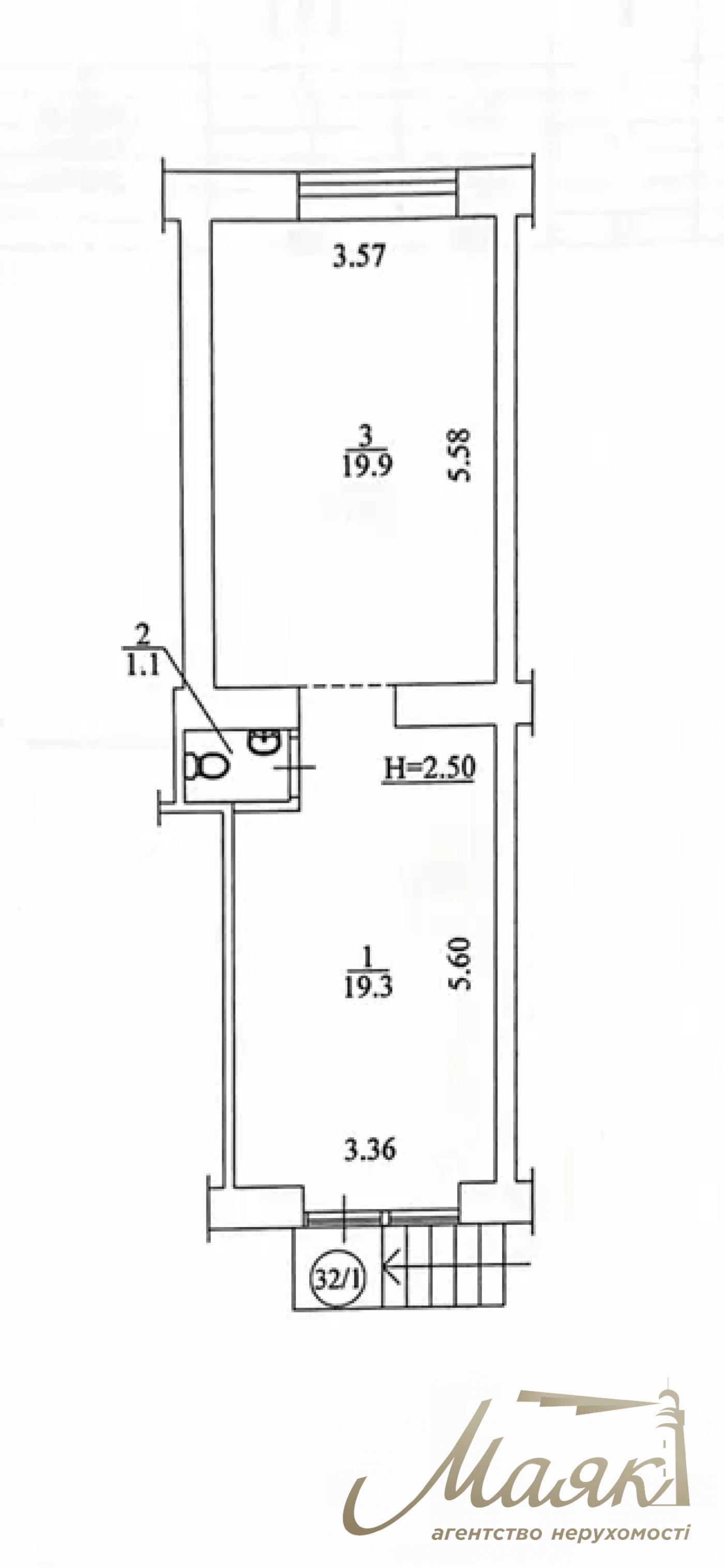 Оренда фасадного приміщення 40,3 м.кв. Поділ