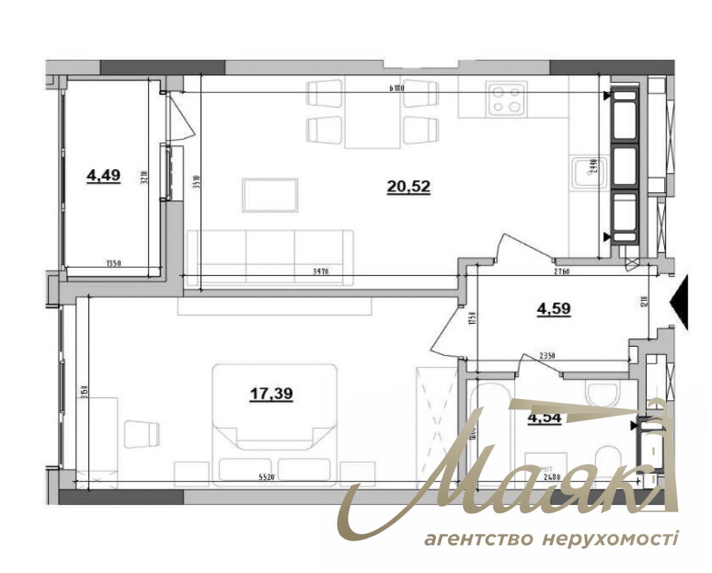 For sale 1k. apartment 51m in Residential Complex Maxima Residence, Maxima Residence, Konovaltsa str., Pechersk