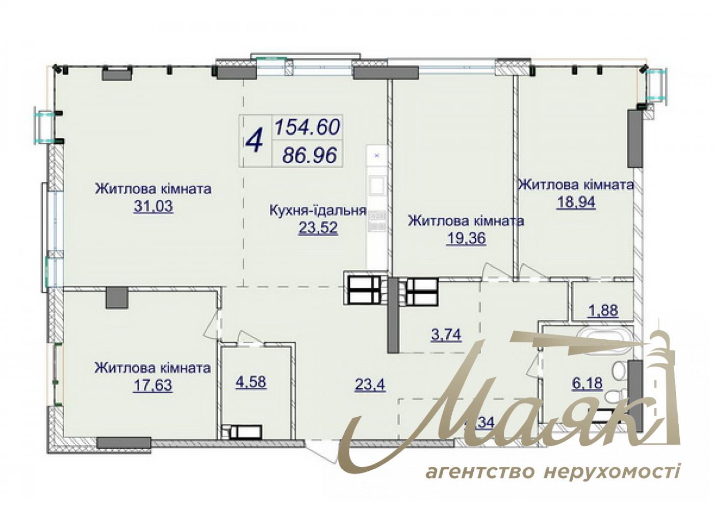 Продаж 4-х кімнатної квартири, 155 м2 в ЖК Новопечерські Липки Драгомирова