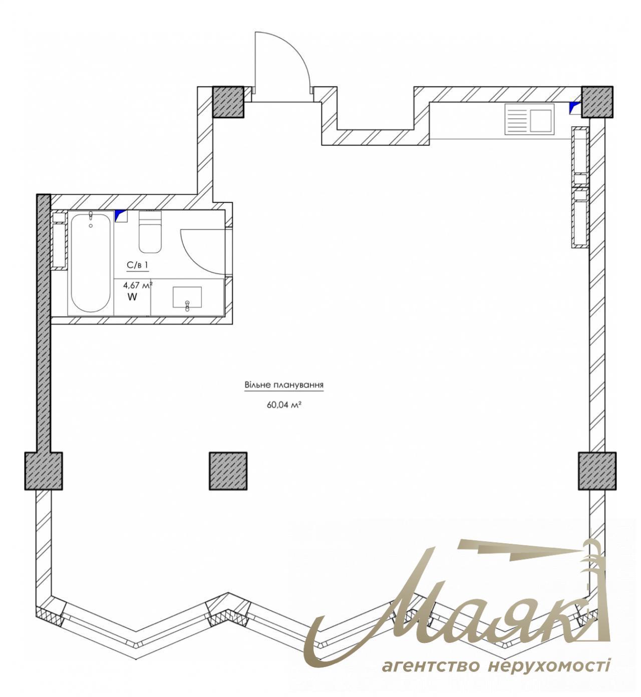 Apartment for sale in KYIVPROEKT City Space residential complex with free layout