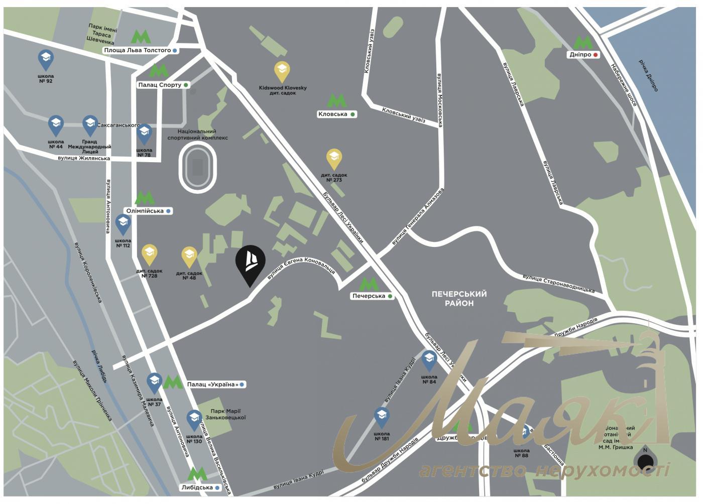 Sale of facade premises in the residential complex DIADANS, Evgeniya Konovaltsa street, Pechersk, Kyiv