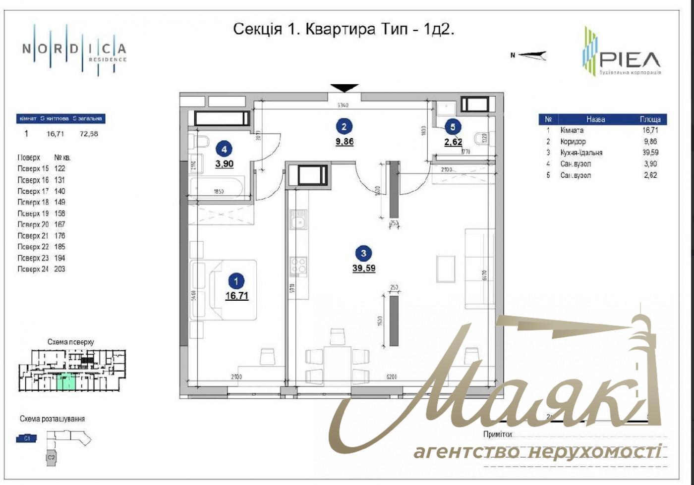 Продаж квартири 73м2, ЖК Nordica